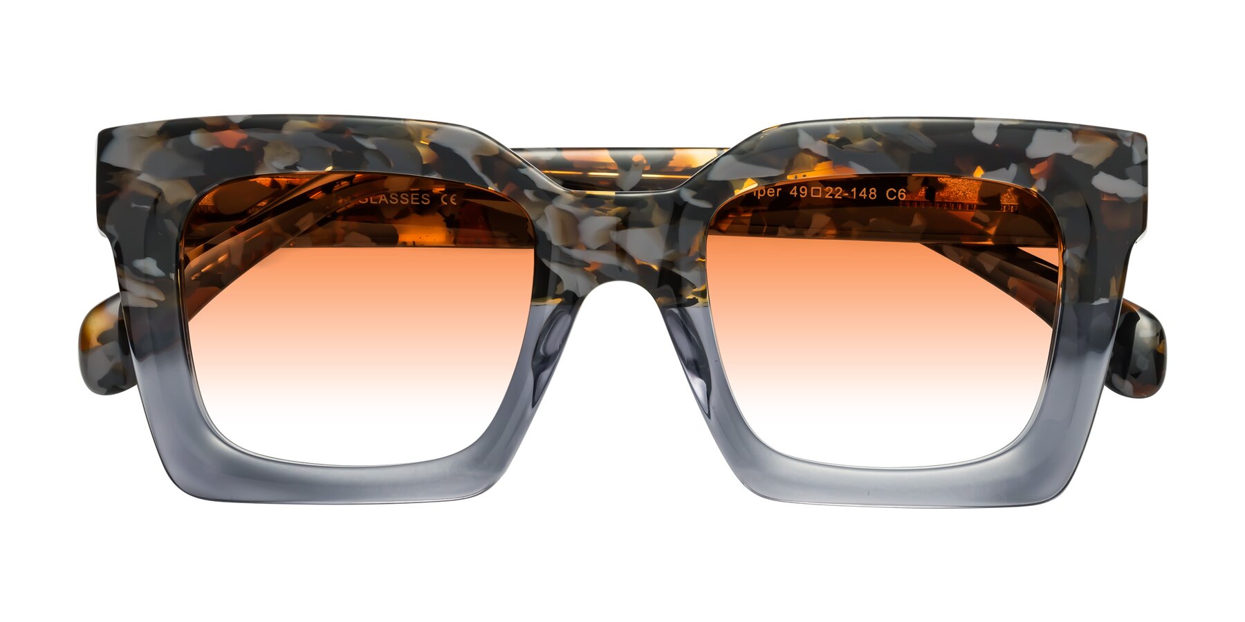 Folded Front of Piper in Floral-Livid with Orange Gradient Lenses