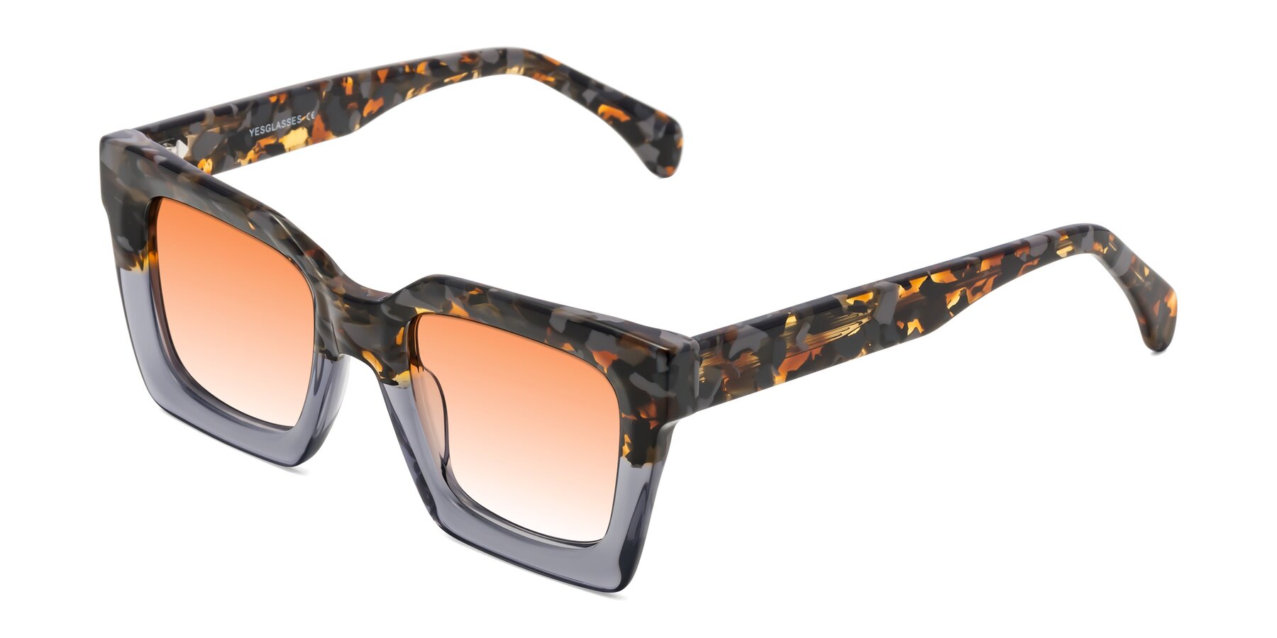 Angle of Piper in Floral-Livid with Orange Gradient Lenses