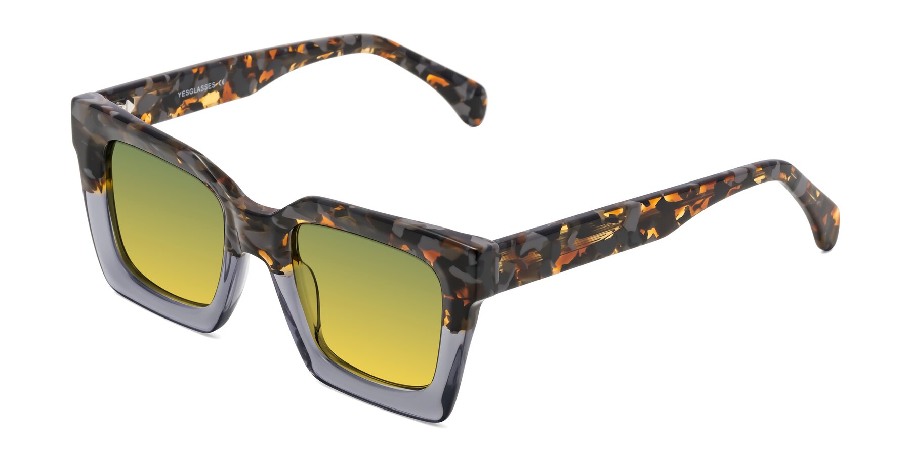 Angle of Piper in Floral-Livid with Green / Yellow Gradient Lenses