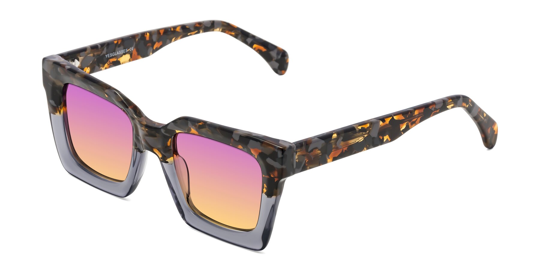 Angle of Piper in Floral-Livid with Purple / Yellow Gradient Lenses