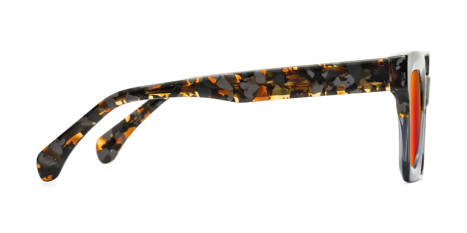 Side of Piper in Floral-Livid with Red Gold Mirrored Lenses