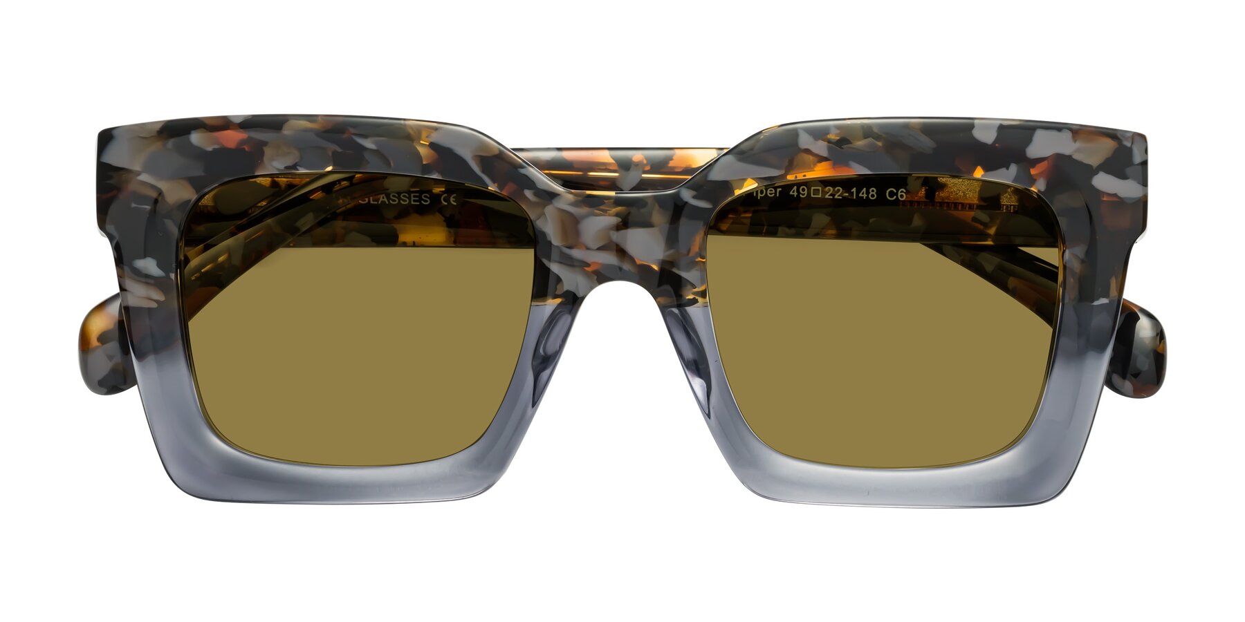 Folded Front of Piper in Floral-Livid with Brown Polarized Lenses
