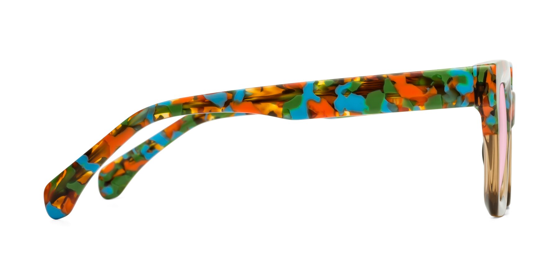 Side of Piper in Floral-Amber with Light Pink Tinted Lenses