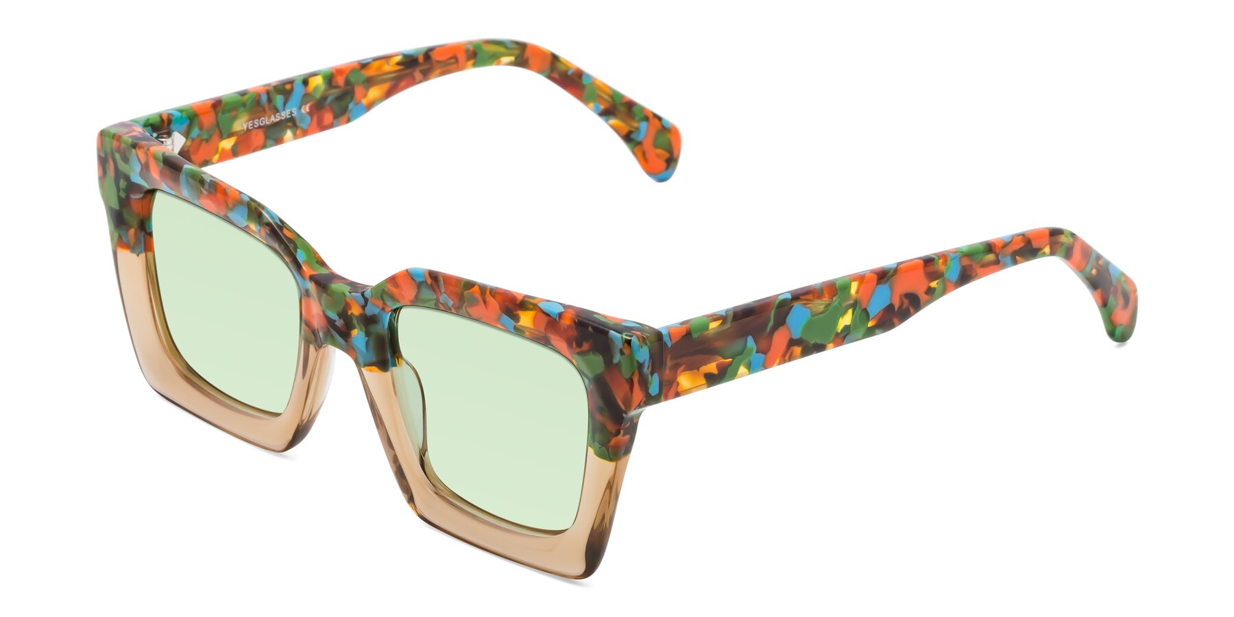 Angle of Piper in Floral-Amber with Light Green Tinted Lenses