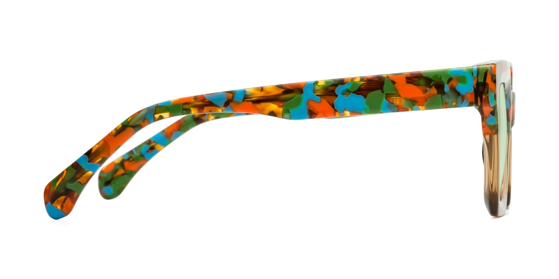 Side of Piper in Floral-Amber with Light Green Tinted Lenses