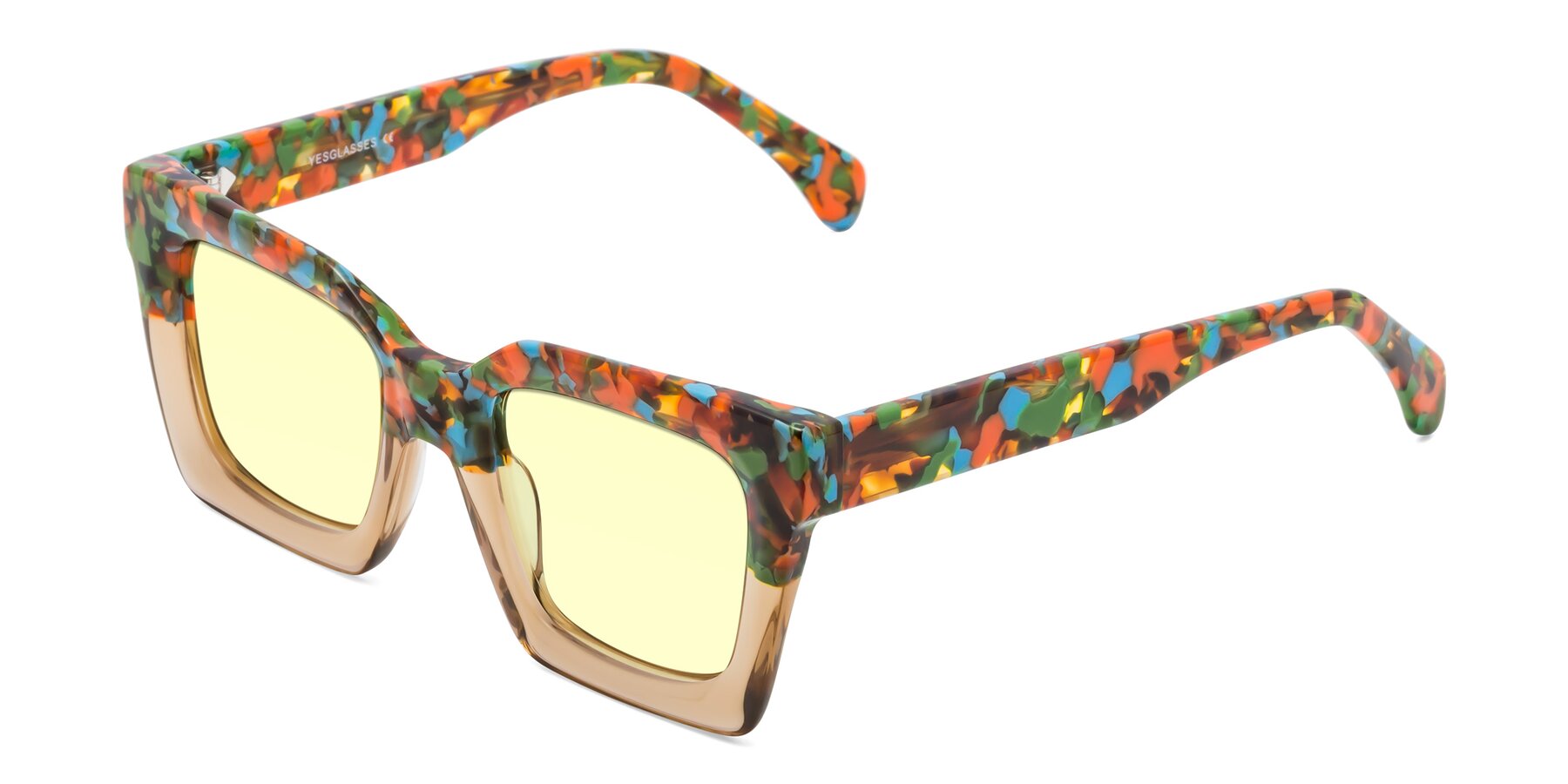Angle of Piper in Floral-Amber with Light Yellow Tinted Lenses