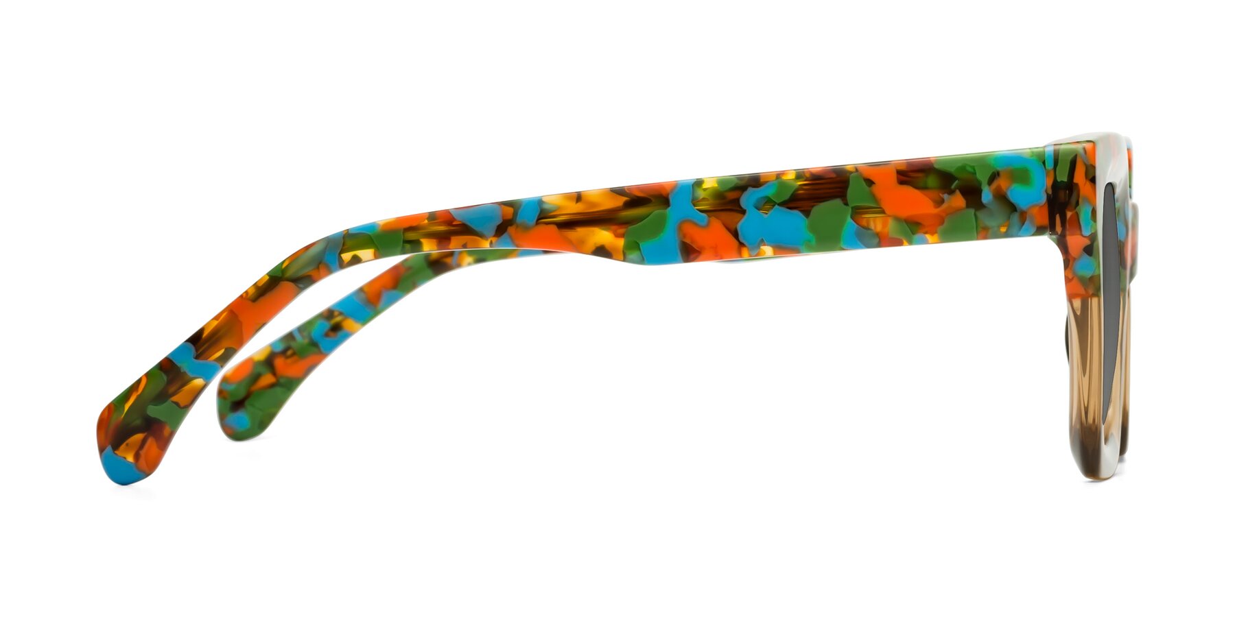 Side of Piper in Floral-Amber with Medium Gray Tinted Lenses