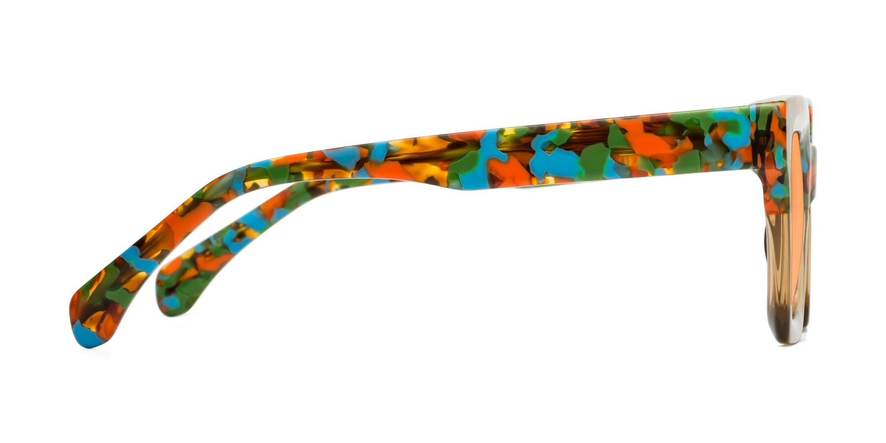 Side of Piper in Floral-Amber with Medium Orange Tinted Lenses