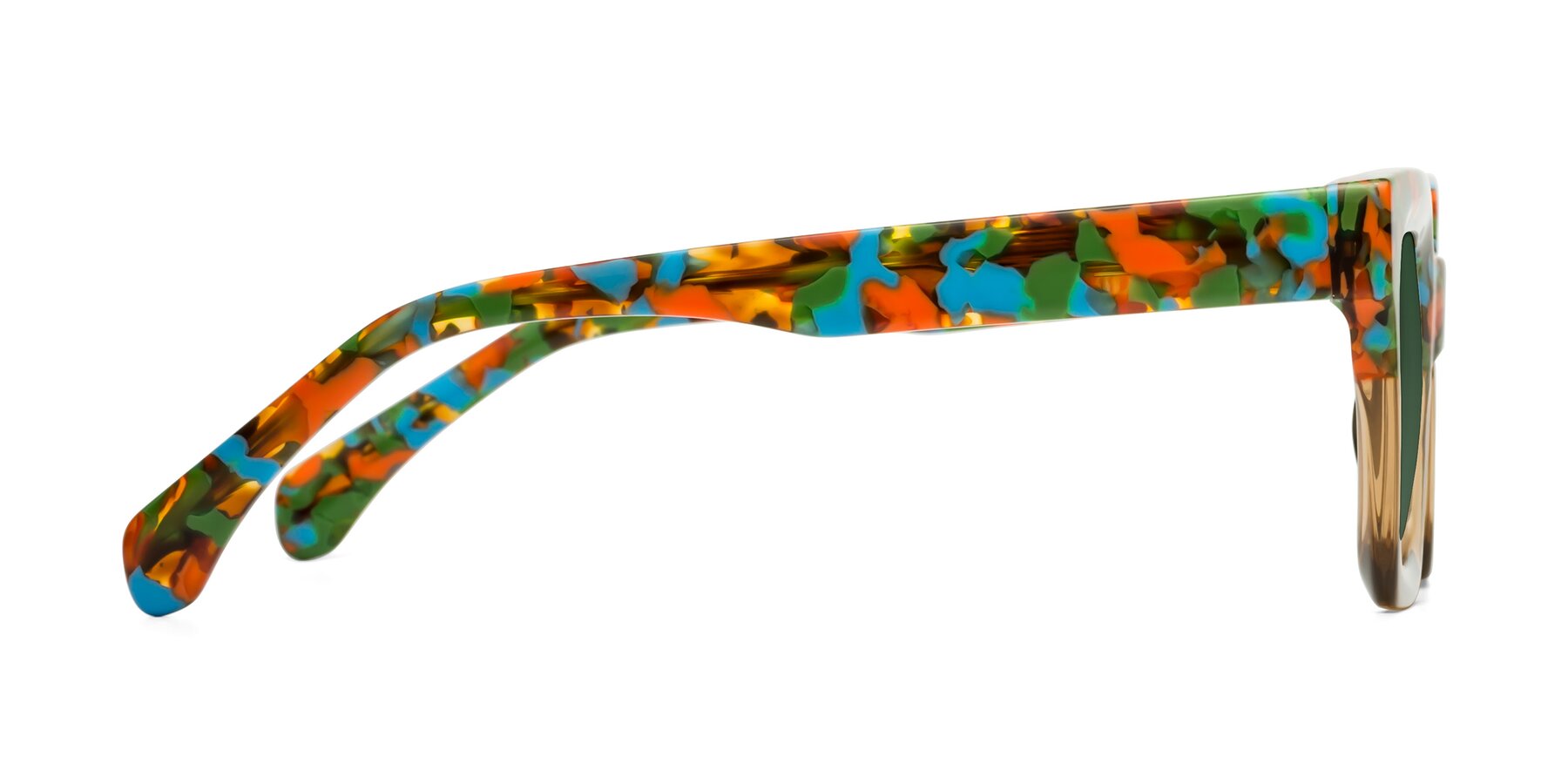 Side of Piper in Floral-Amber with Green Tinted Lenses