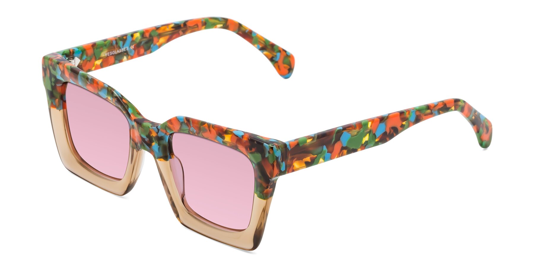 Angle of Piper in Floral-Amber with Light Wine Tinted Lenses