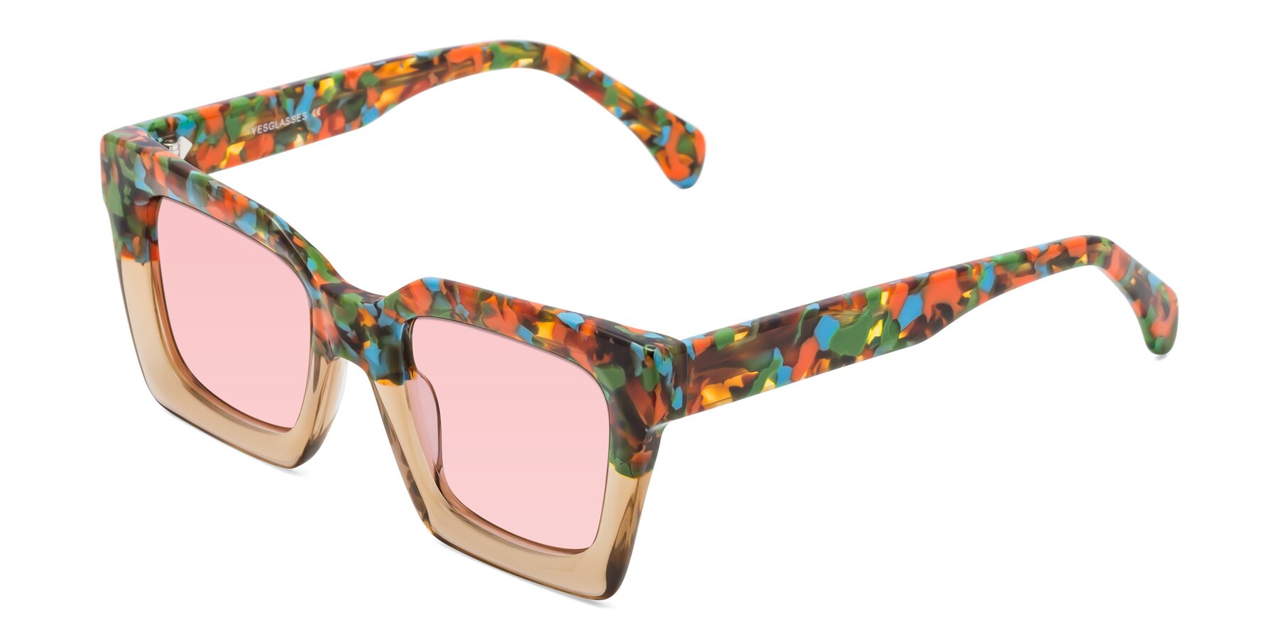 Angle of Piper in Floral-Amber with Light Garnet Tinted Lenses