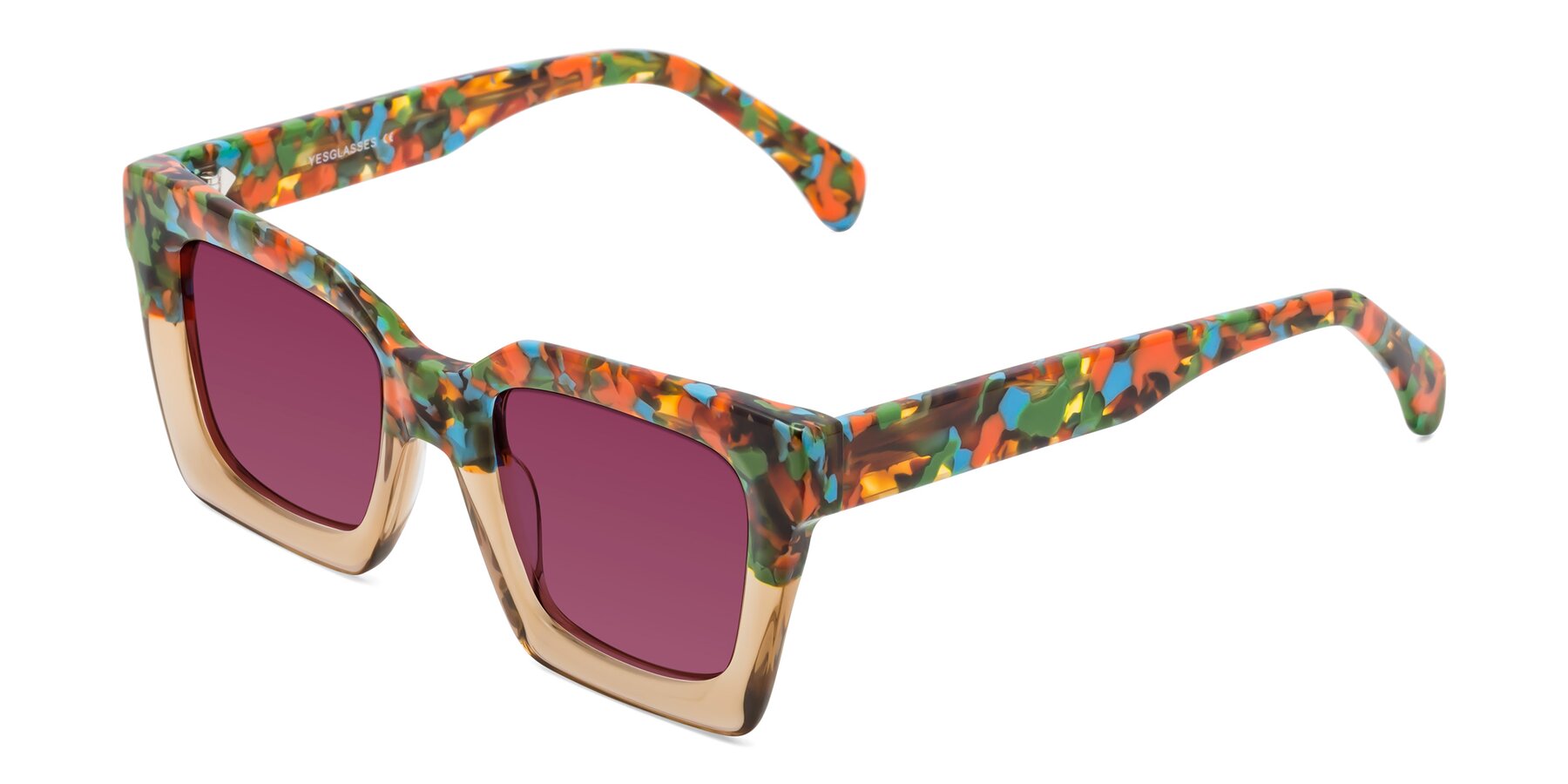 Angle of Piper in Floral-Amber with Wine Tinted Lenses