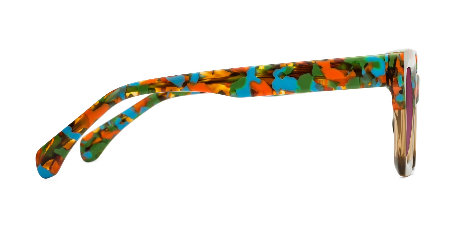 Side of Piper in Floral-Amber with Wine Tinted Lenses