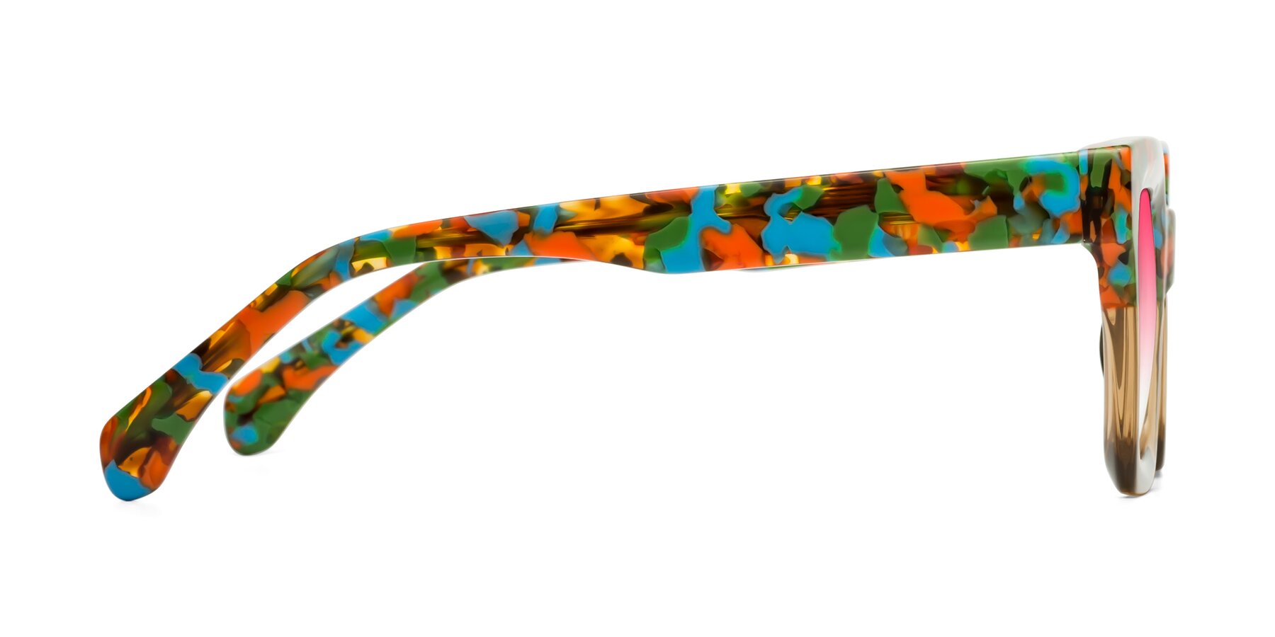 Side of Piper in Floral-Amber with Pink Gradient Lenses
