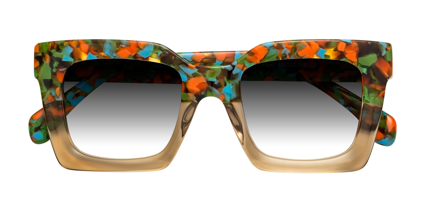 Folded Front of Piper in Floral-Amber with Gray Gradient Lenses