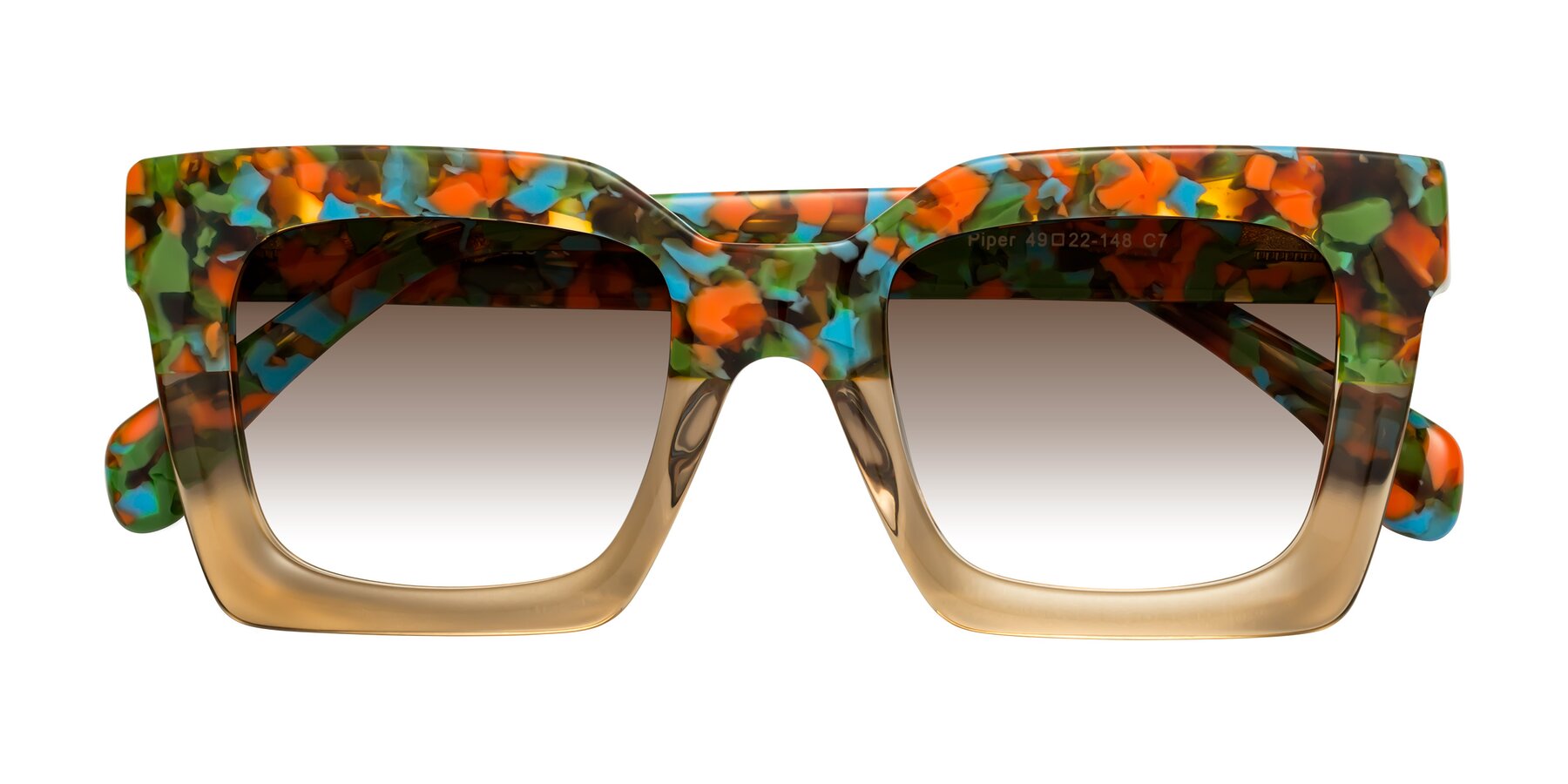 Folded Front of Piper in Floral-Amber with Brown Gradient Lenses