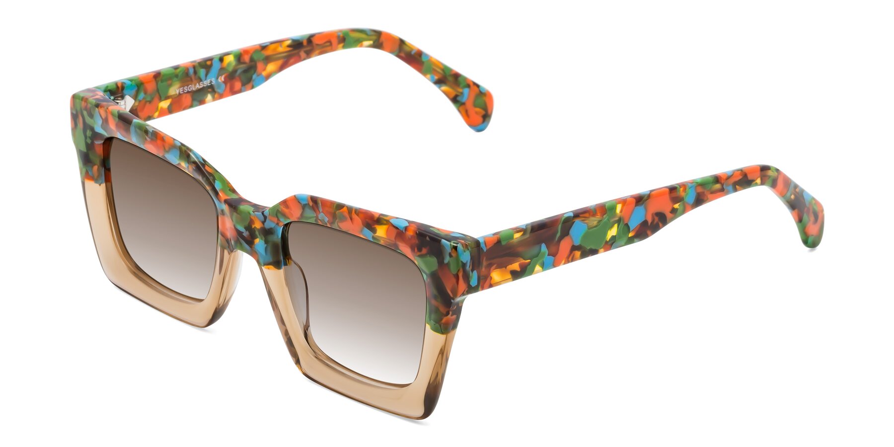 Angle of Piper in Floral-Amber with Brown Gradient Lenses
