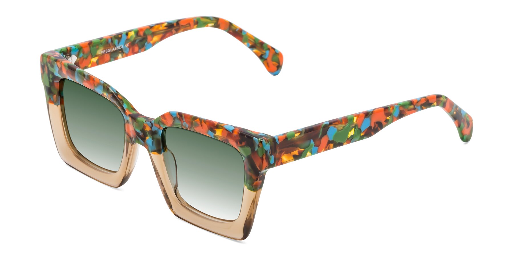 Angle of Piper in Floral-Amber with Green Gradient Lenses