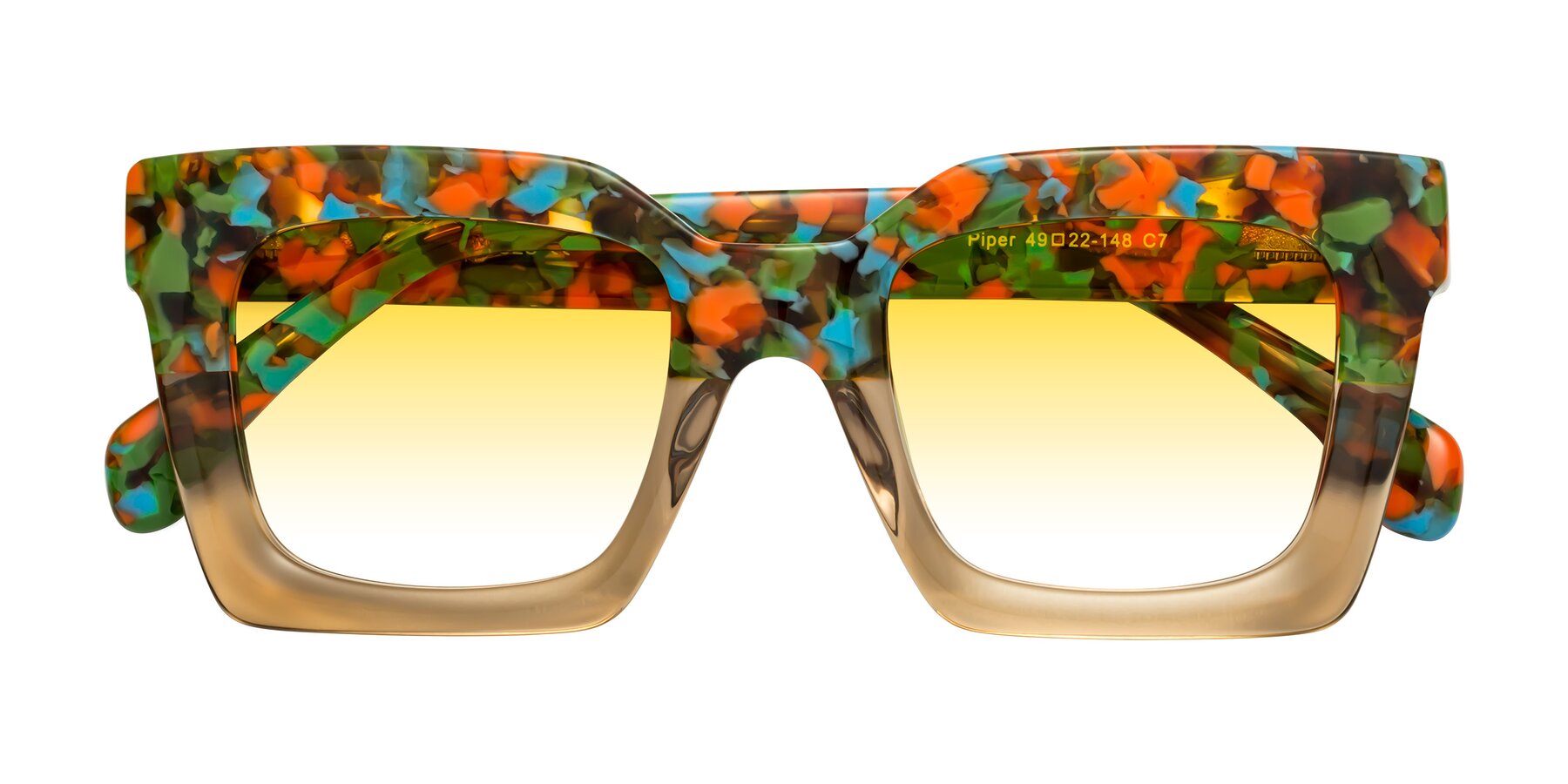 Folded Front of Piper in Floral-Amber with Yellow Gradient Lenses