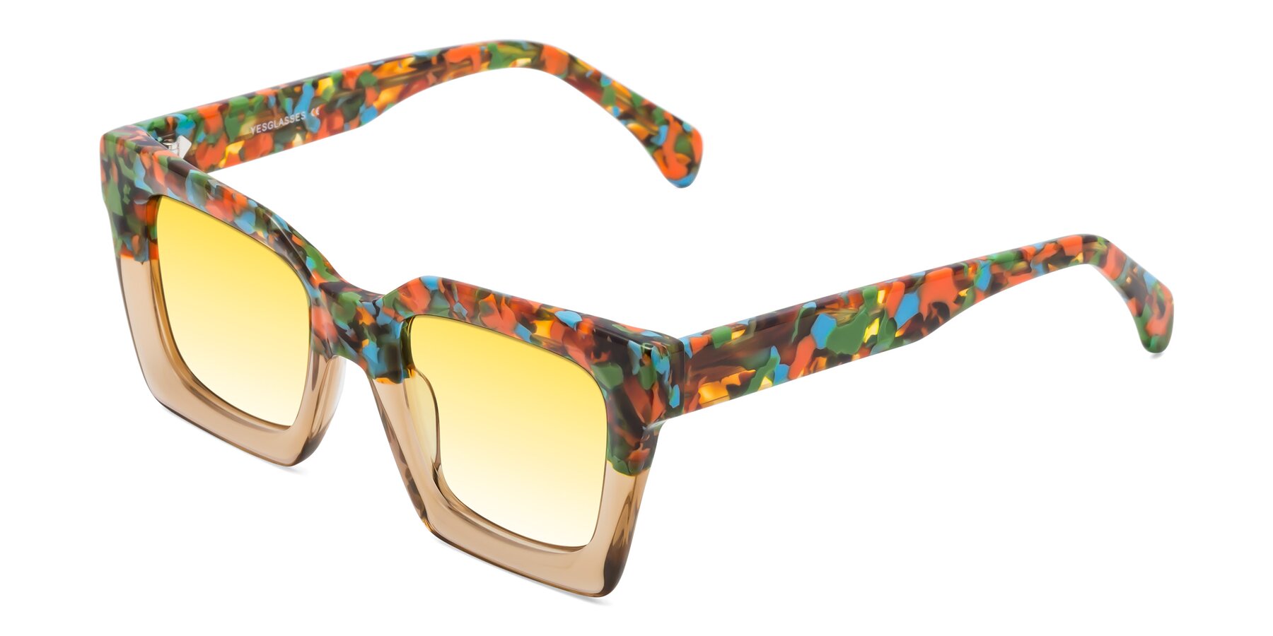 Angle of Piper in Floral-Amber with Yellow Gradient Lenses