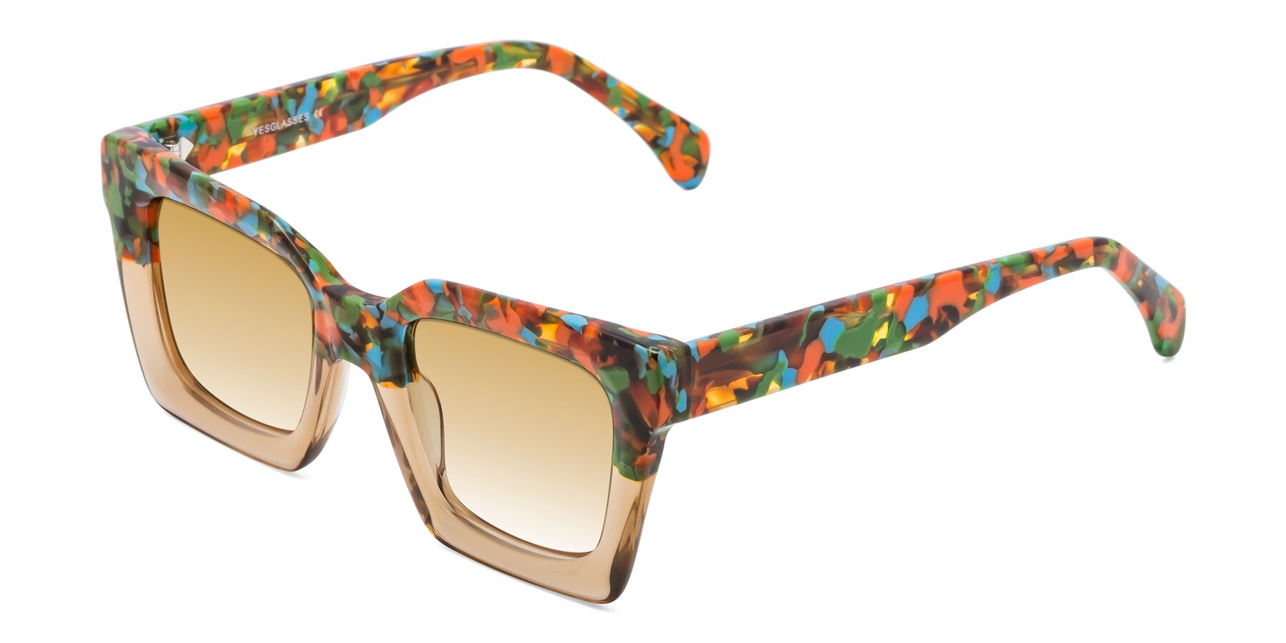Angle of Piper in Floral-Amber with Champagne Gradient Lenses