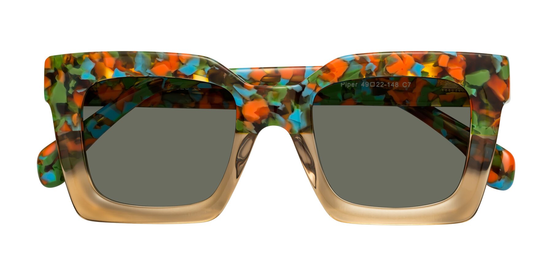 Folded Front of Piper in Floral-Amber with Gray Polarized Lenses