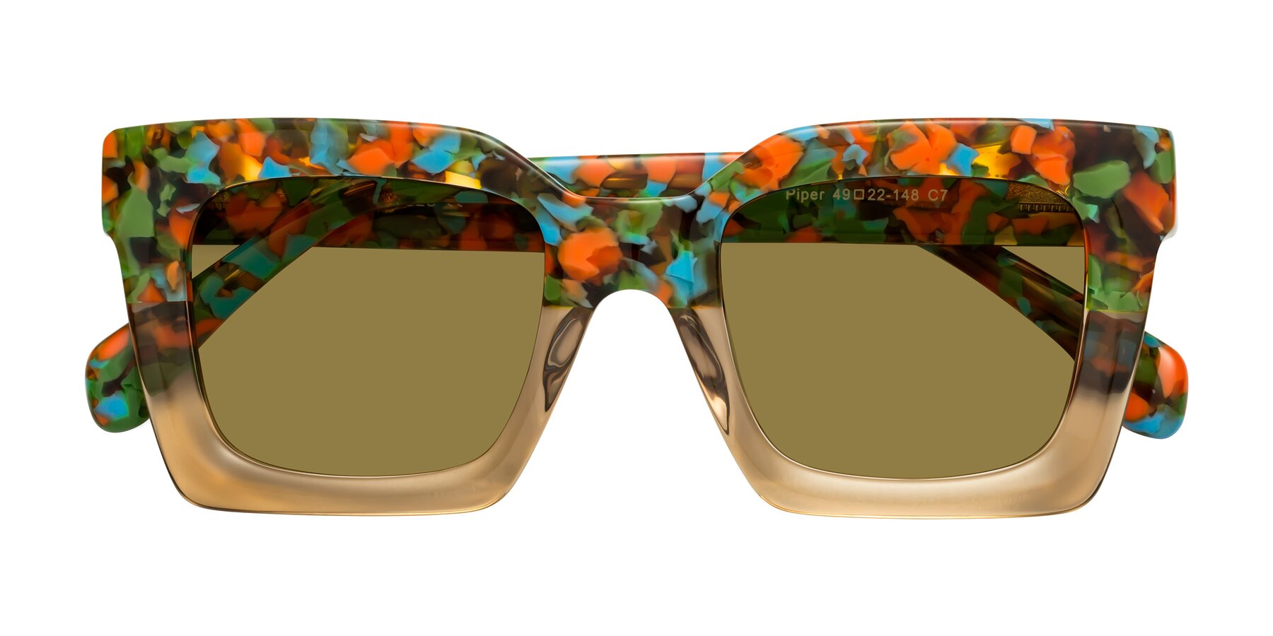 Folded Front of Piper in Floral-Amber with Brown Polarized Lenses