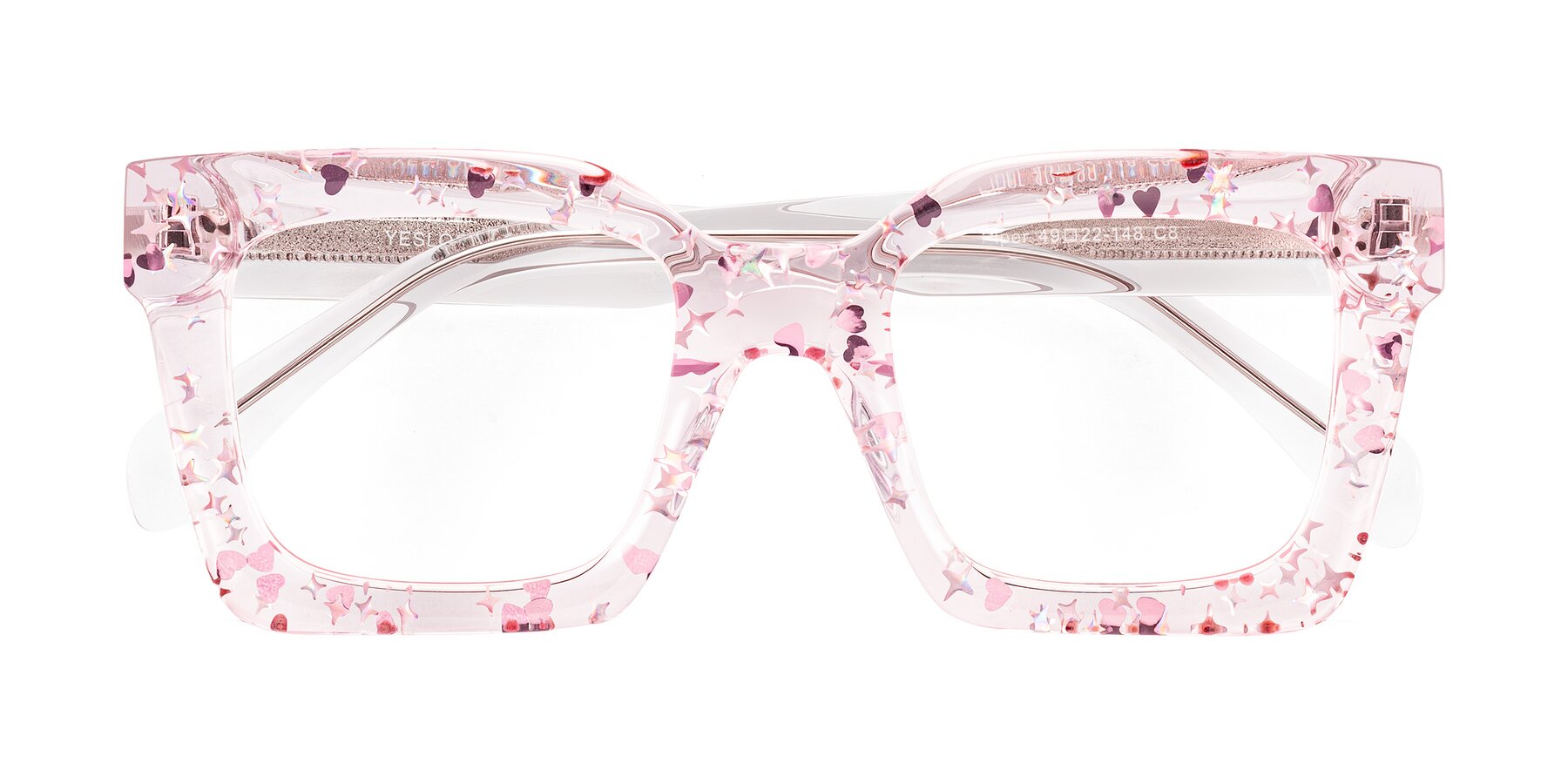 Folded Front of Piper in Sparkling Blush with Clear Reading Eyeglass Lenses