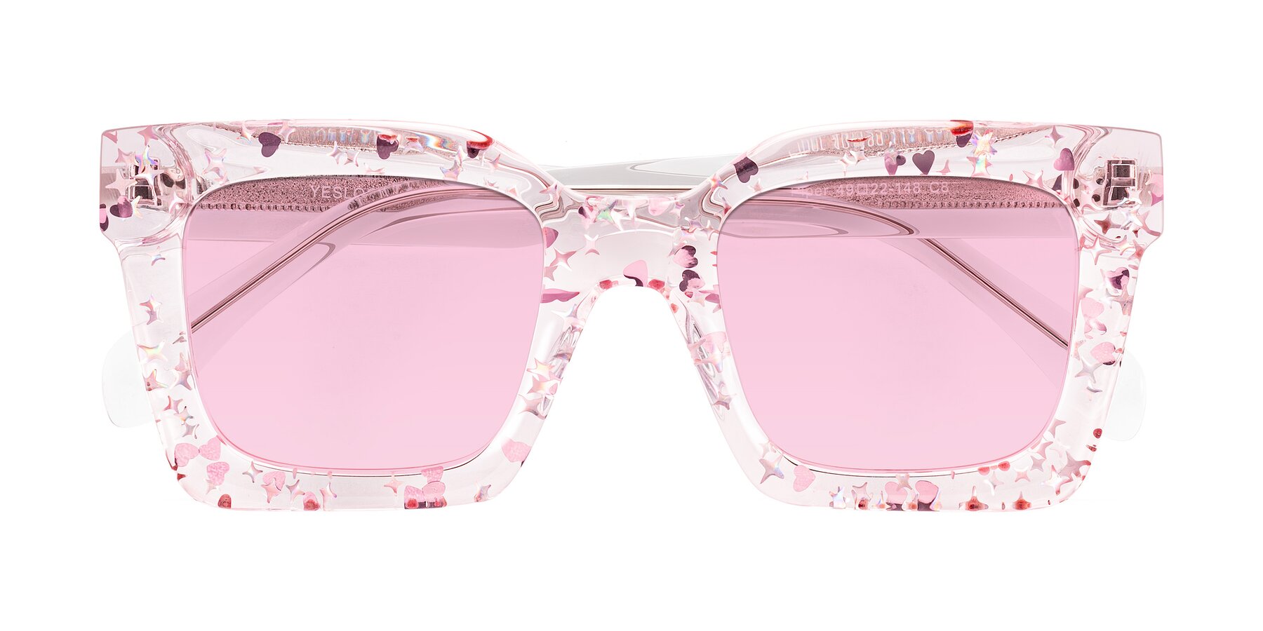 Folded Front of Piper in Sparkling Blush with Light Pink Tinted Lenses
