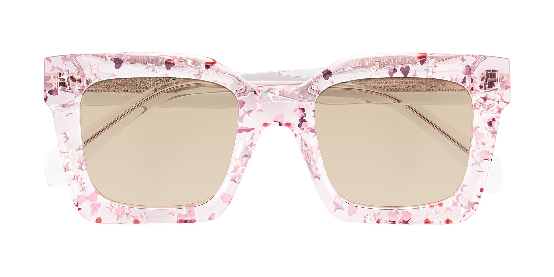 Folded Front of Piper in Sparkling Blush with Light Brown Tinted Lenses