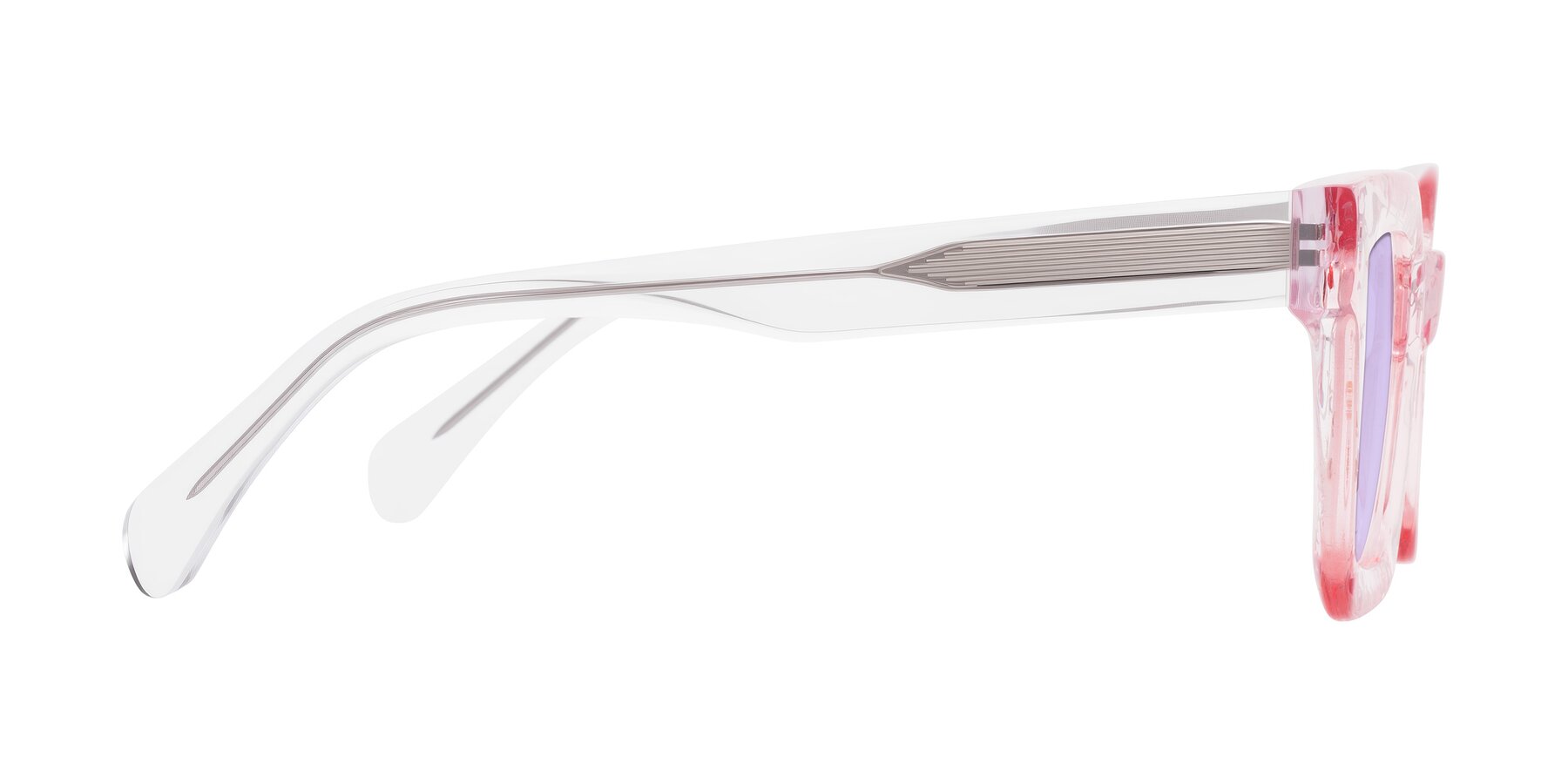 Side of Piper in Sparkling Blush with Light Purple Tinted Lenses