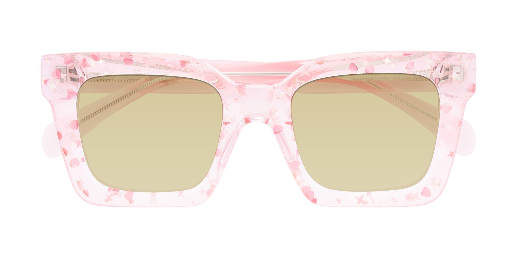Folded Front of Piper in Sparkling Blush with Light Champagne Tinted Lenses