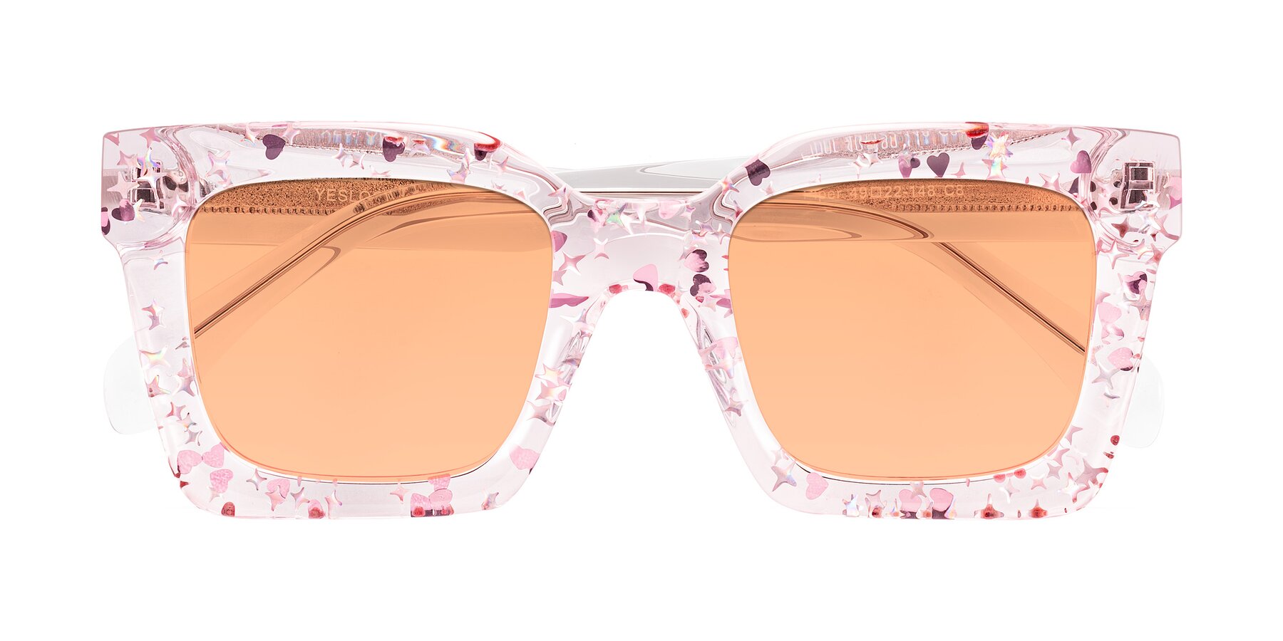 Folded Front of Piper in Sparkling Blush with Light Orange Tinted Lenses