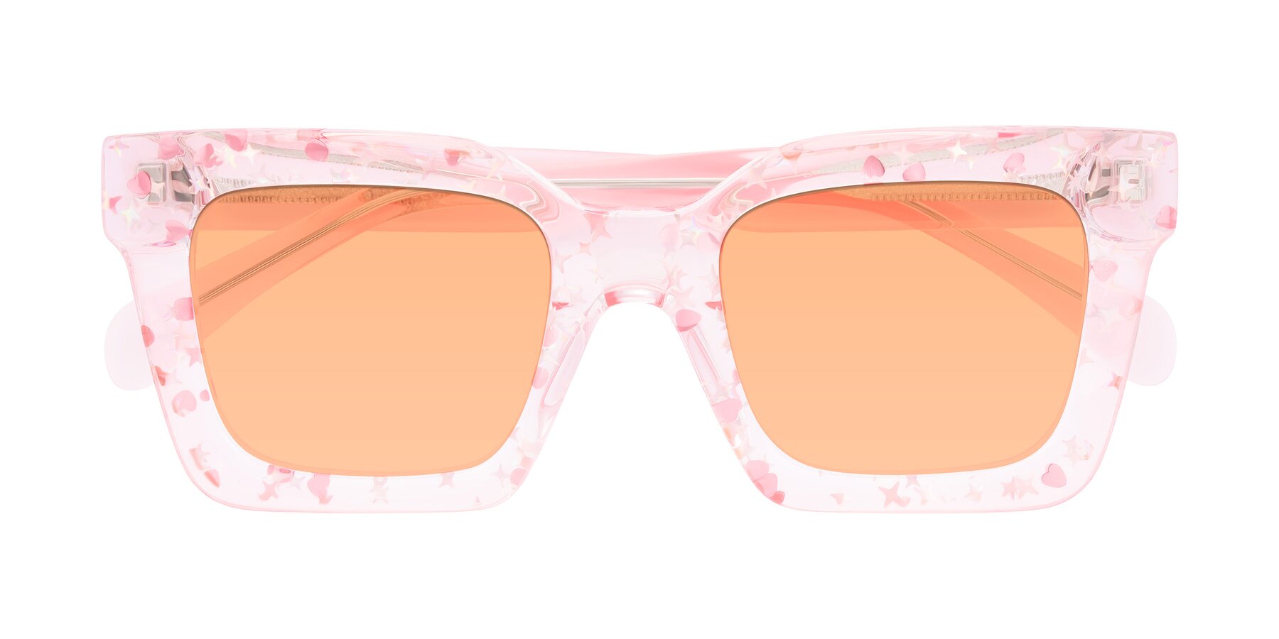 Folded Front of Piper in Sparkling Blush with Light Orange Tinted Lenses