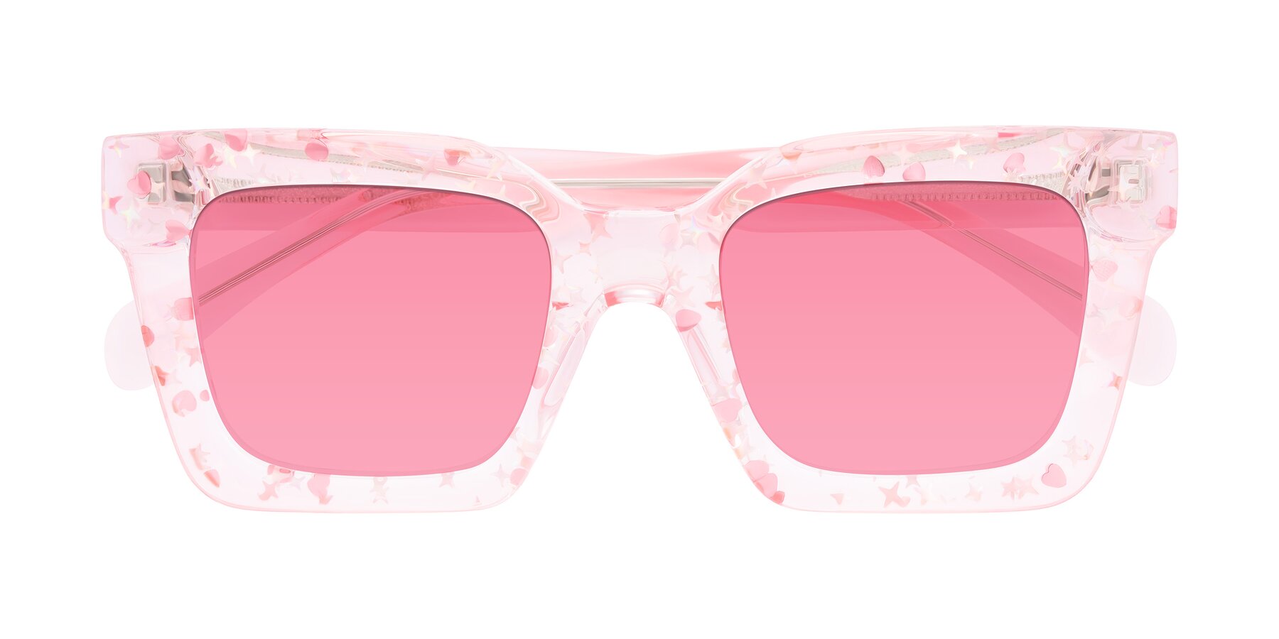 Folded Front of Piper in Sparkling Blush with Pink Tinted Lenses