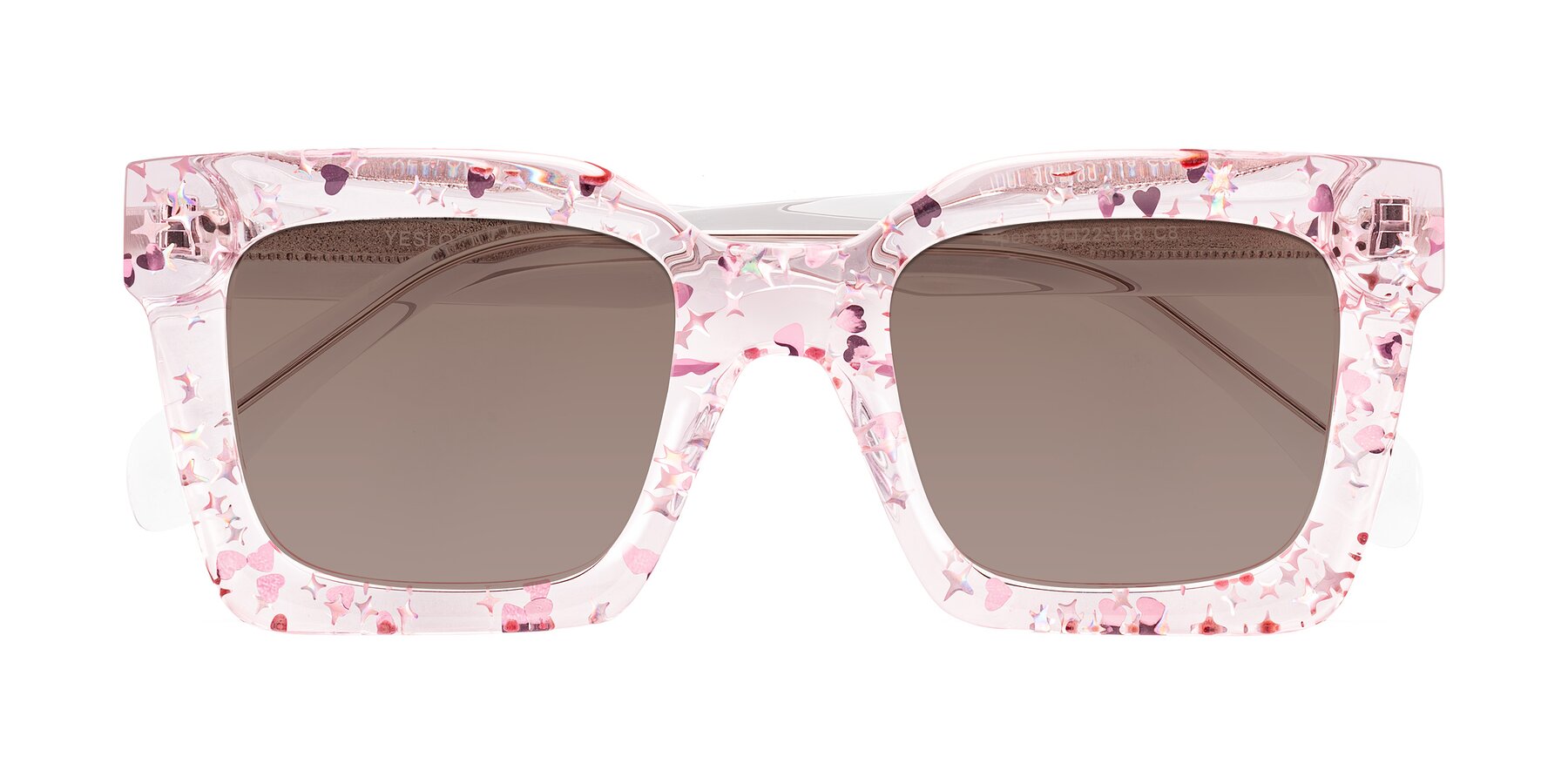 Folded Front of Piper in Sparkling Blush with Medium Brown Tinted Lenses