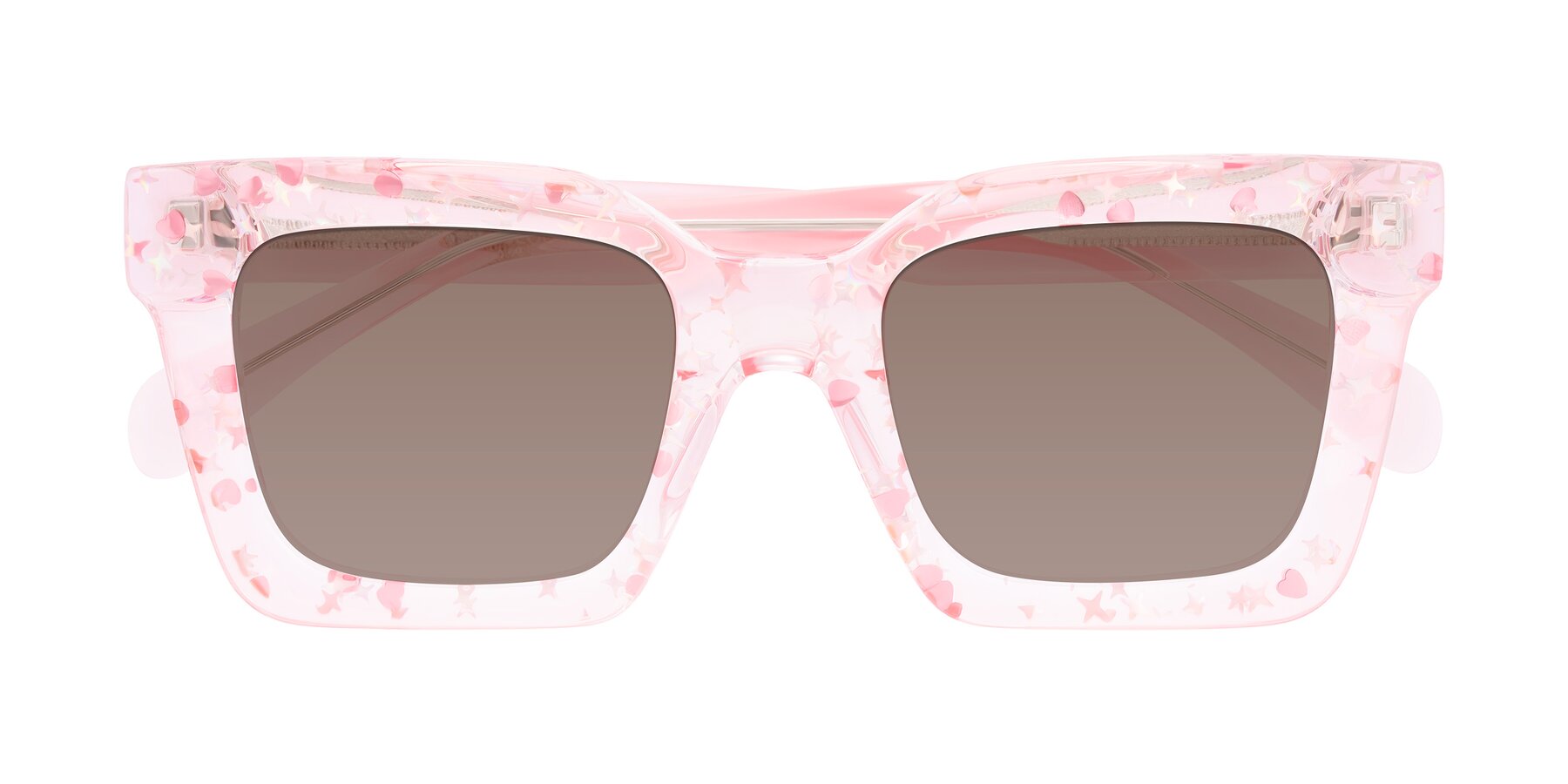 Folded Front of Piper in Sparkling Blush with Medium Brown Tinted Lenses