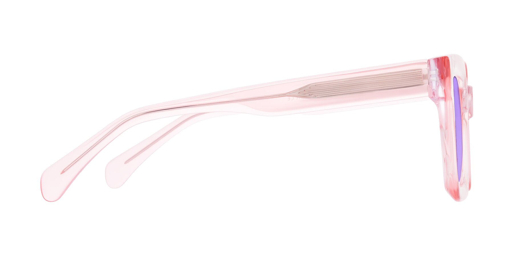 Side of Piper in Sparkling Blush with Medium Purple Tinted Lenses