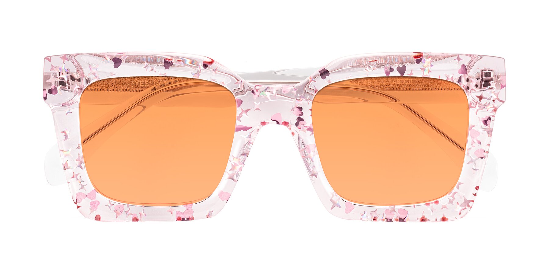 Folded Front of Piper in Sparkling Blush with Medium Orange Tinted Lenses