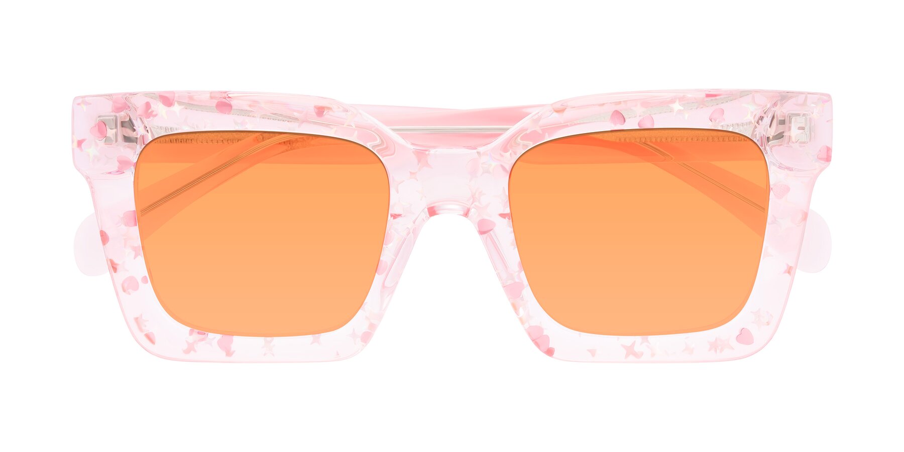 Folded Front of Piper in Sparkling Blush with Medium Orange Tinted Lenses