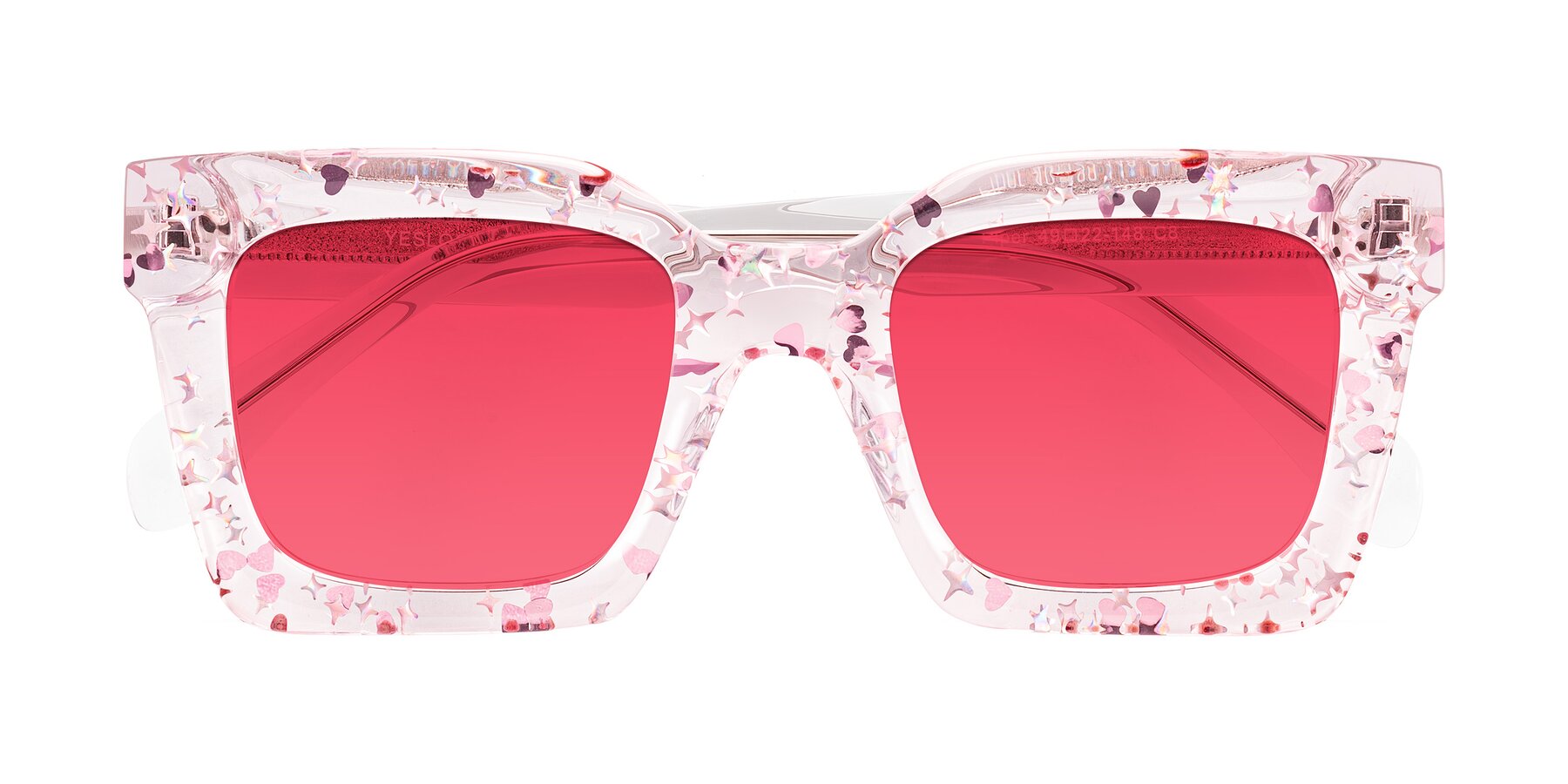 Folded Front of Piper in Sparkling Blush with Red Tinted Lenses