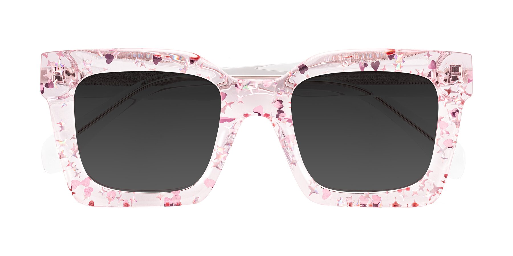 Folded Front of Piper in Sparkling Blush with Gray Tinted Lenses