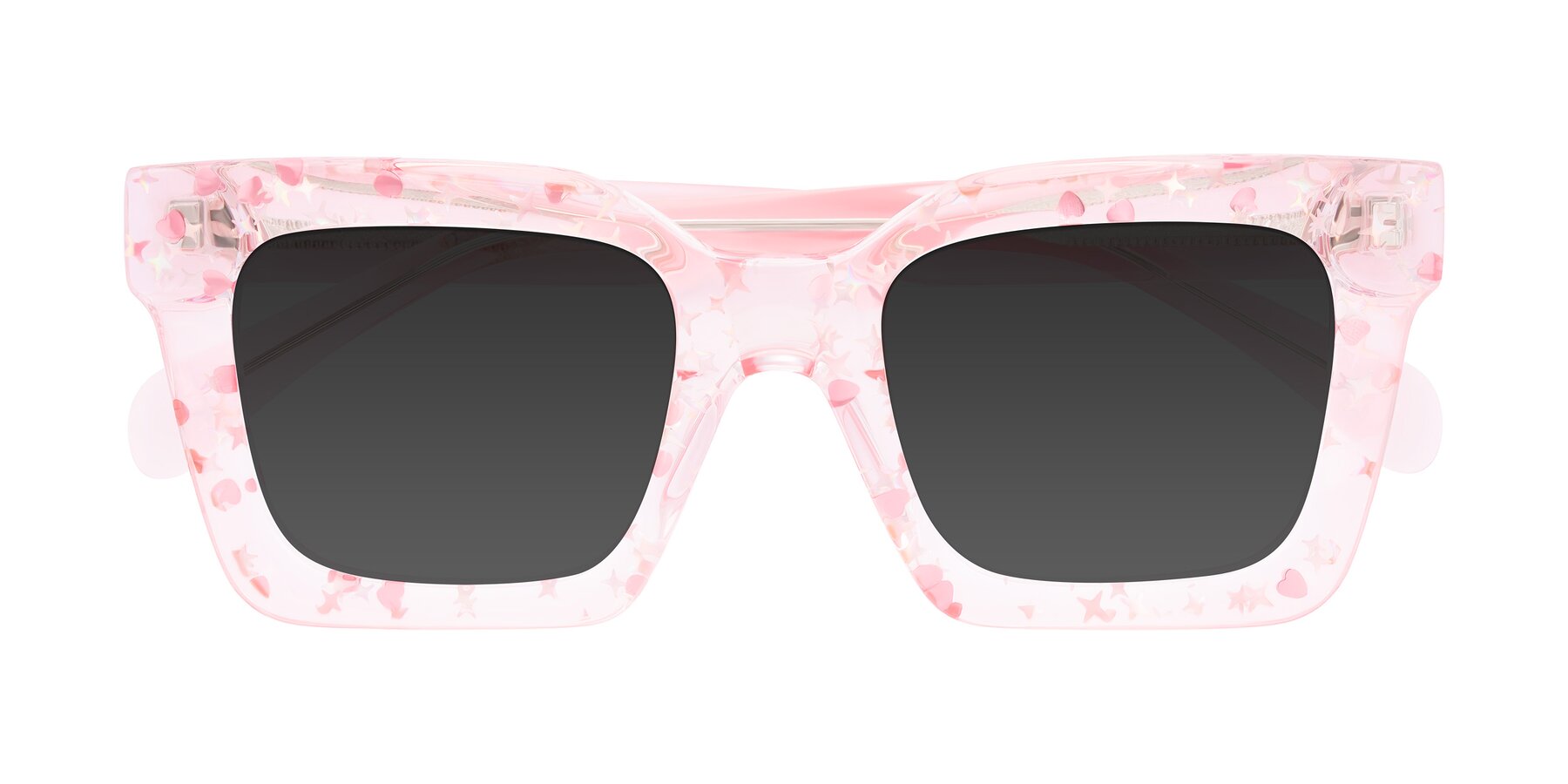 Folded Front of Piper in Sparkling Blush with Gray Tinted Lenses