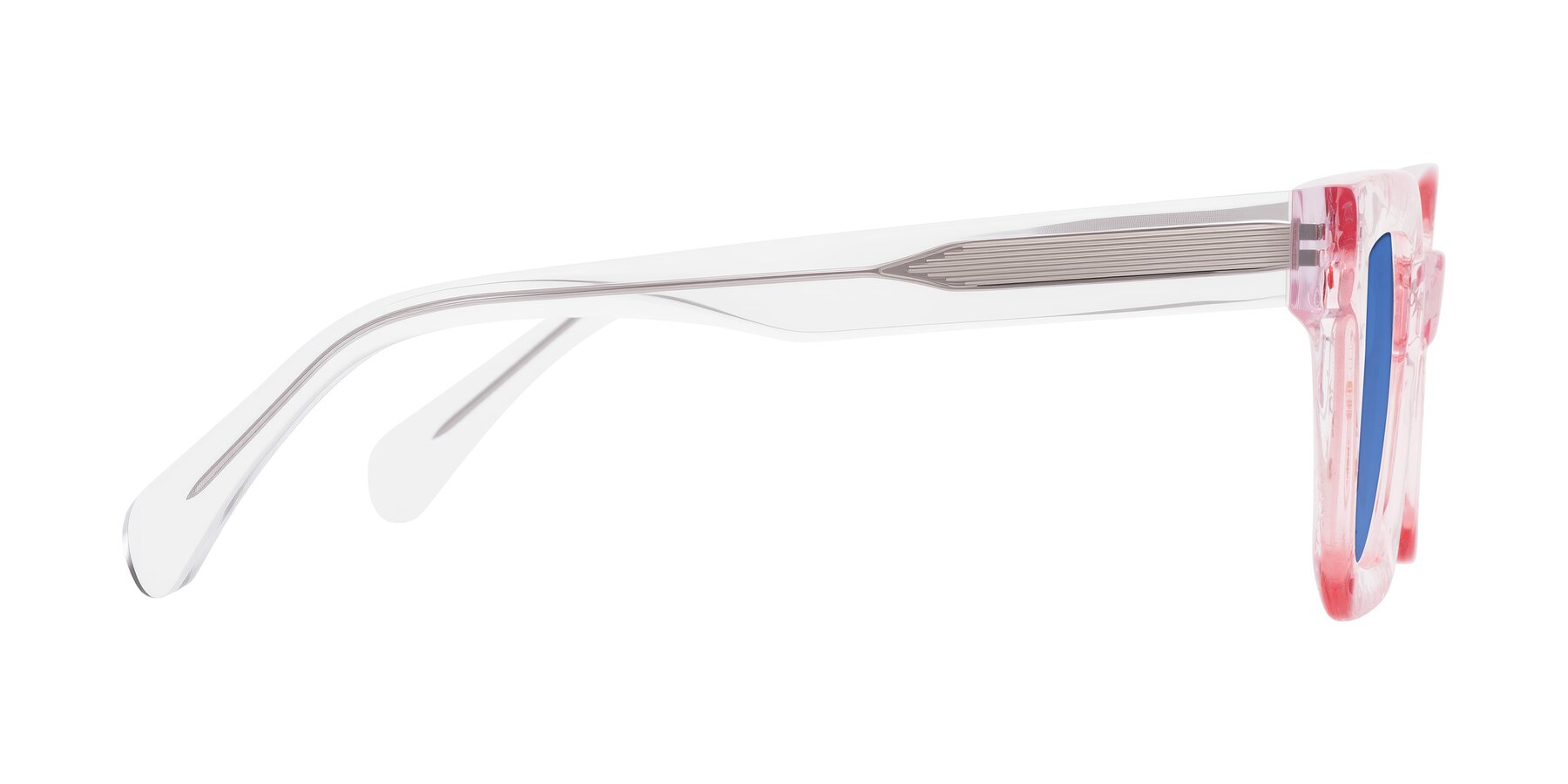 Side of Piper in Sparkling Blush with Blue Tinted Lenses