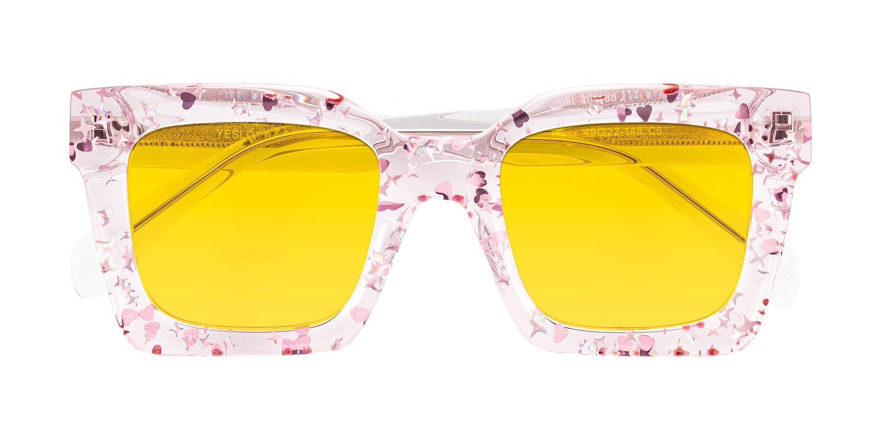 Folded Front of Piper in Sparkling Blush with Yellow Tinted Lenses