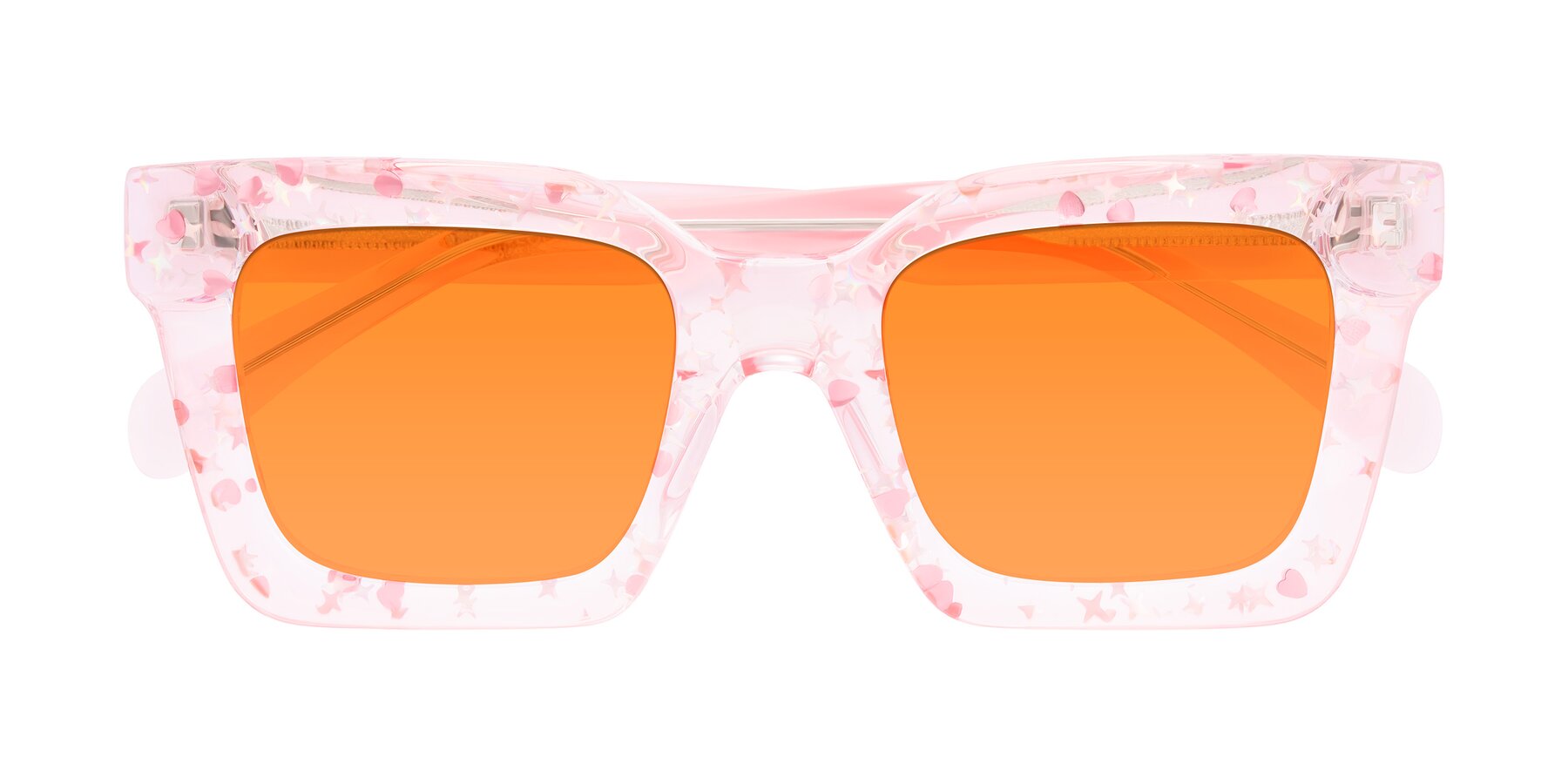 Folded Front of Piper in Sparkling Blush with Orange Tinted Lenses