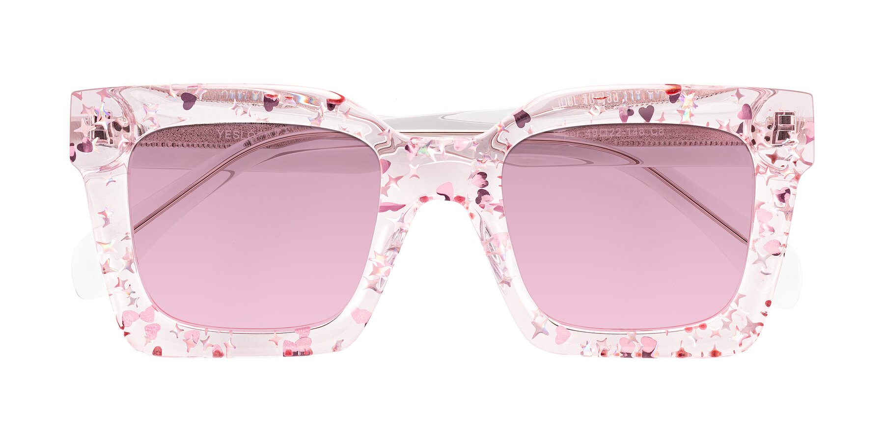 Folded Front of Piper in Sparkling Blush with Light Wine Tinted Lenses