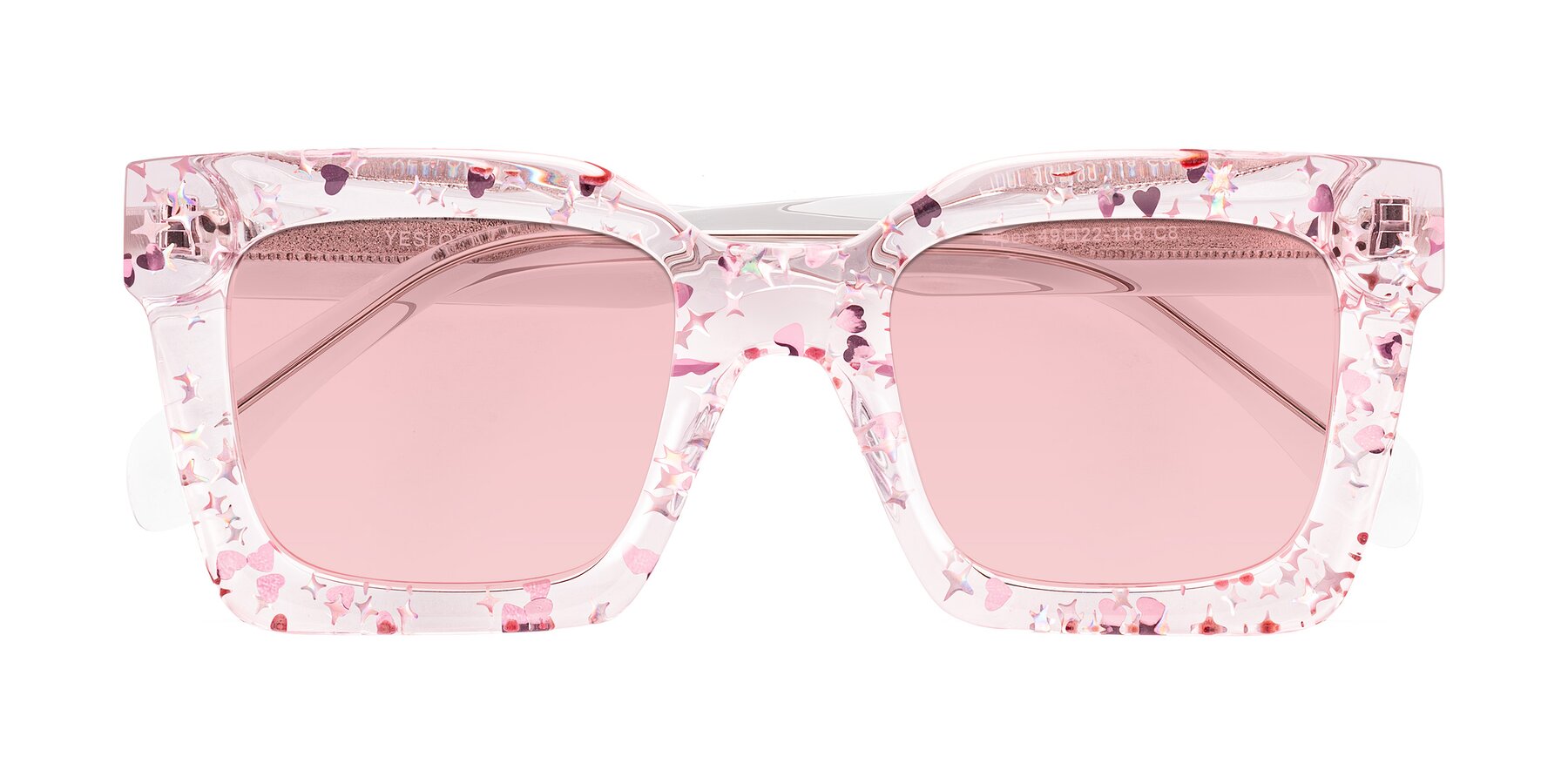 Folded Front of Piper in Sparkling Blush with Light Garnet Tinted Lenses