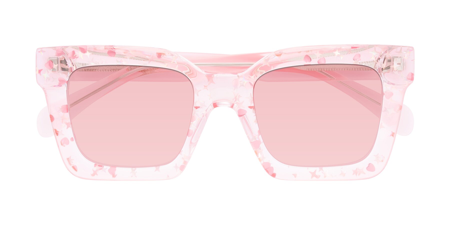 Folded Front of Piper in Sparkling Blush with Light Garnet Tinted Lenses