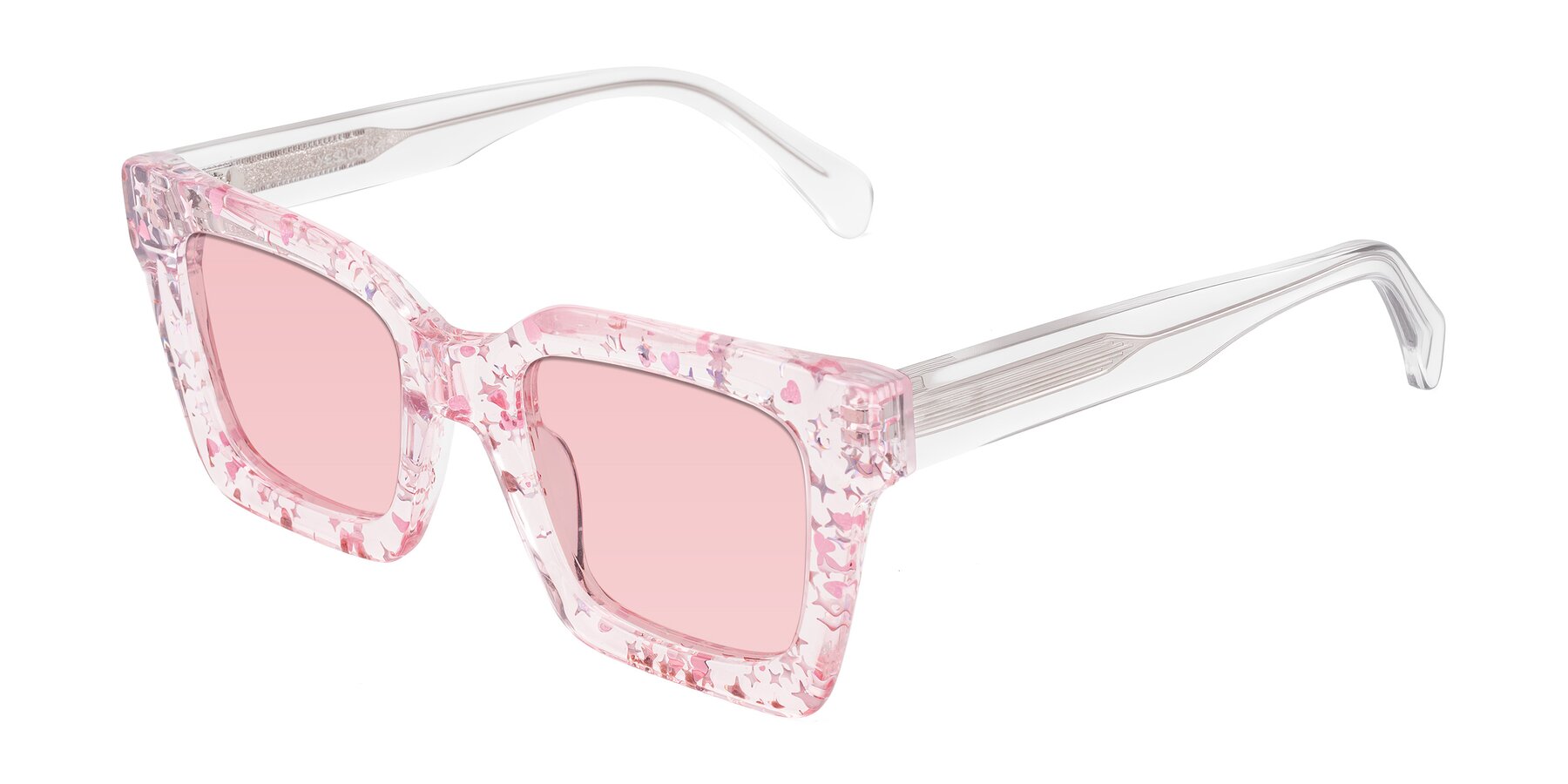 Angle of Piper in Sparkling Blush with Light Garnet Tinted Lenses